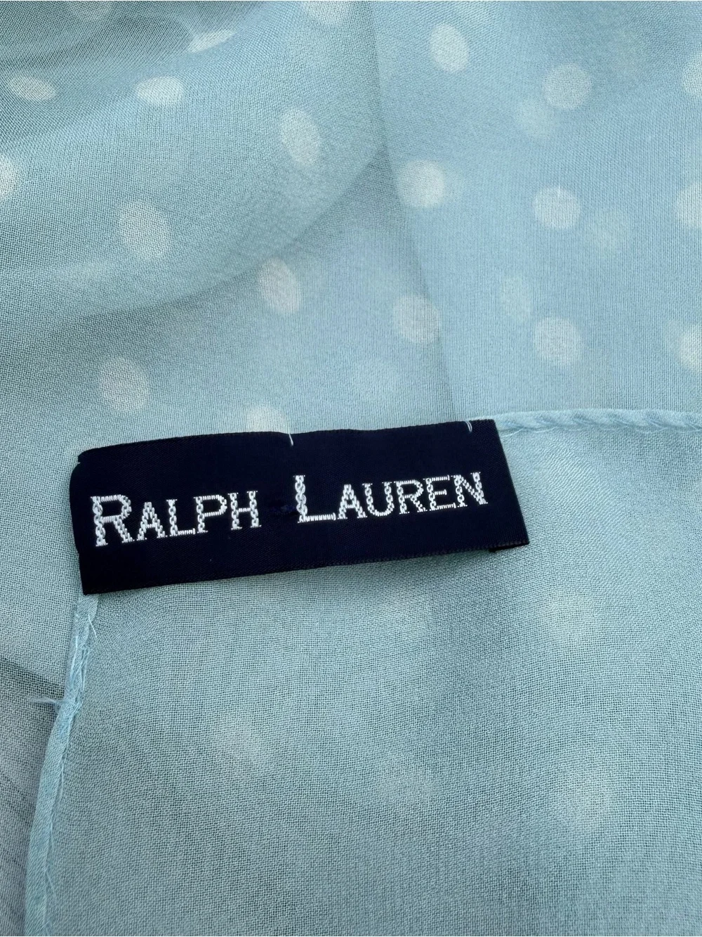 Ralph Lauren Pale Blue Polka Dot Chiffon Scarf